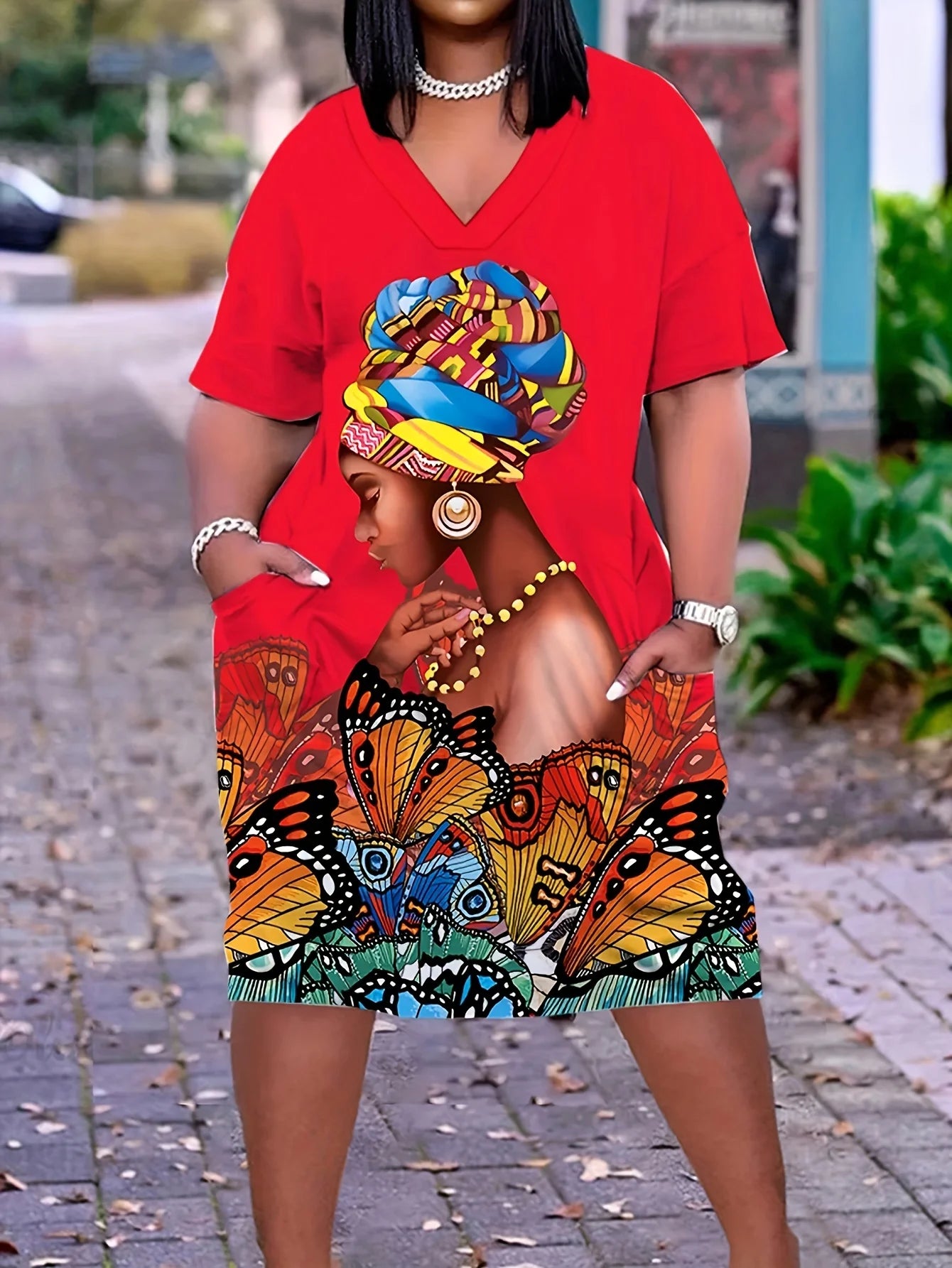 Afro Queen Butterfly Graphic Dress