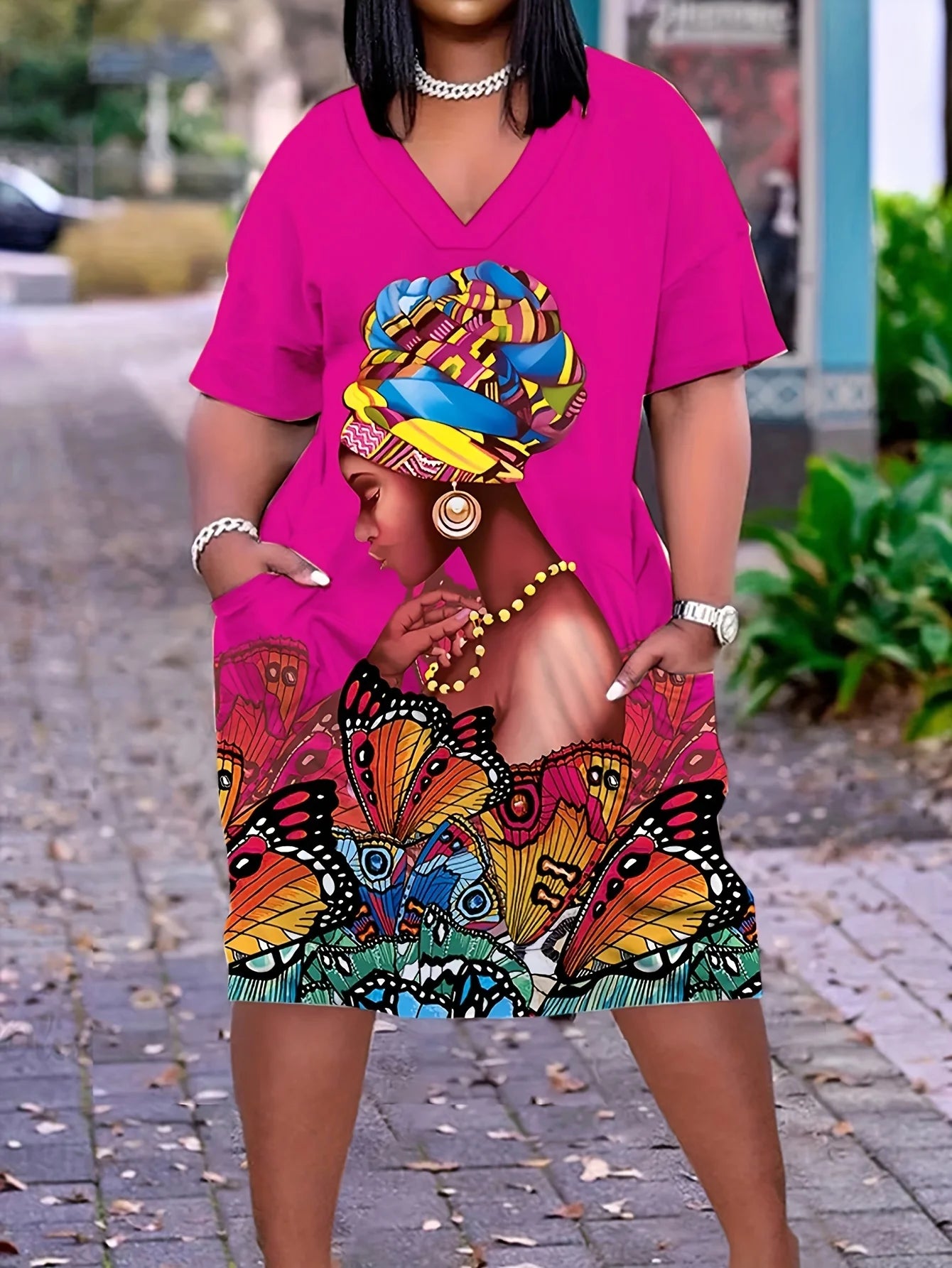 Afro Queen Butterfly Graphic Dress